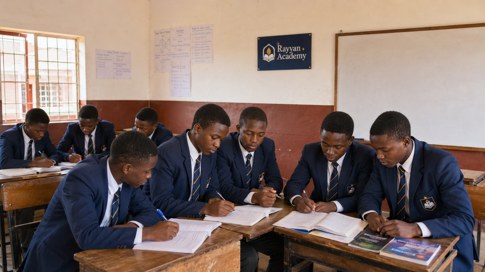 Students studying in a classroom